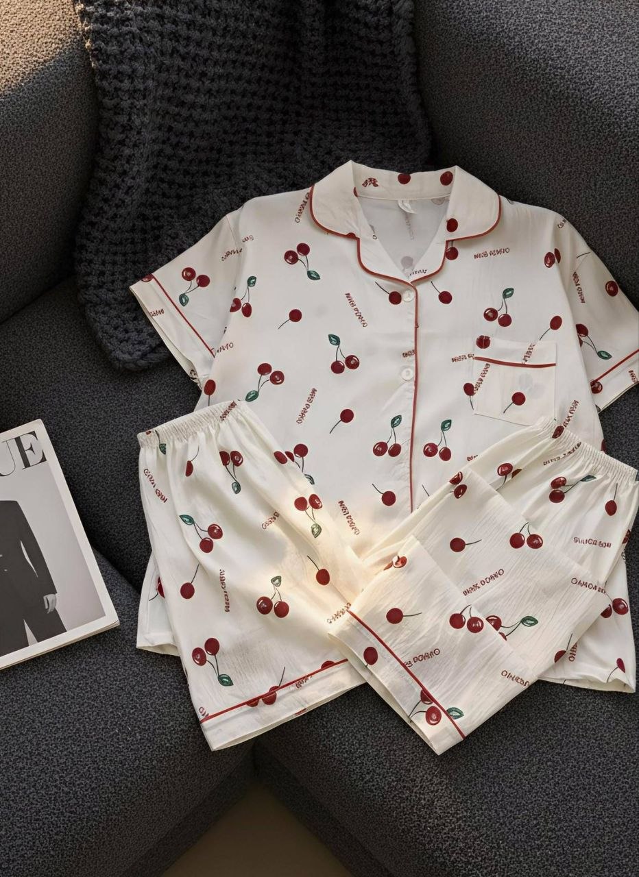 آستین کوتاه آلبالو سفید