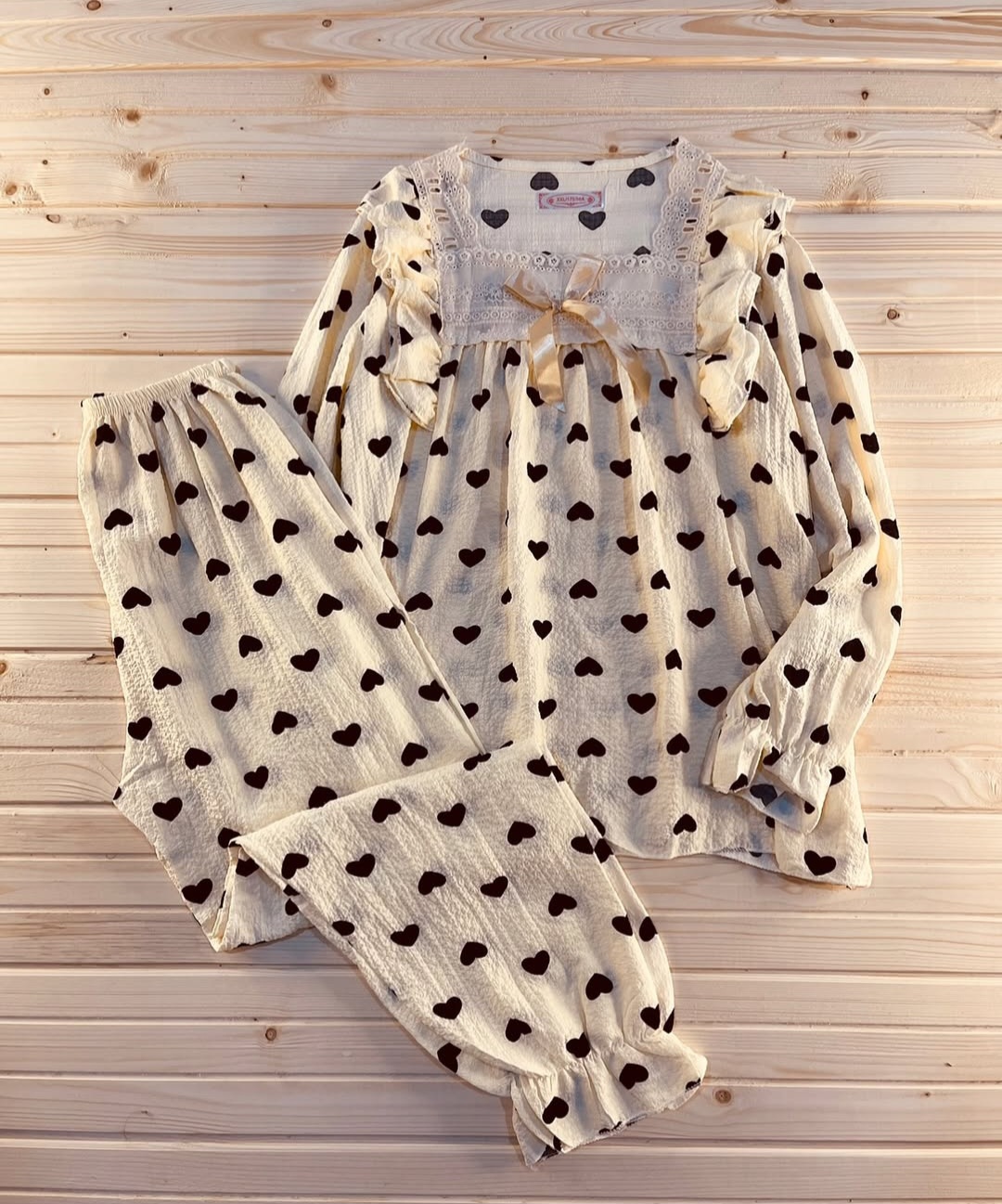 کریشه آستین بلند قلب مشکی