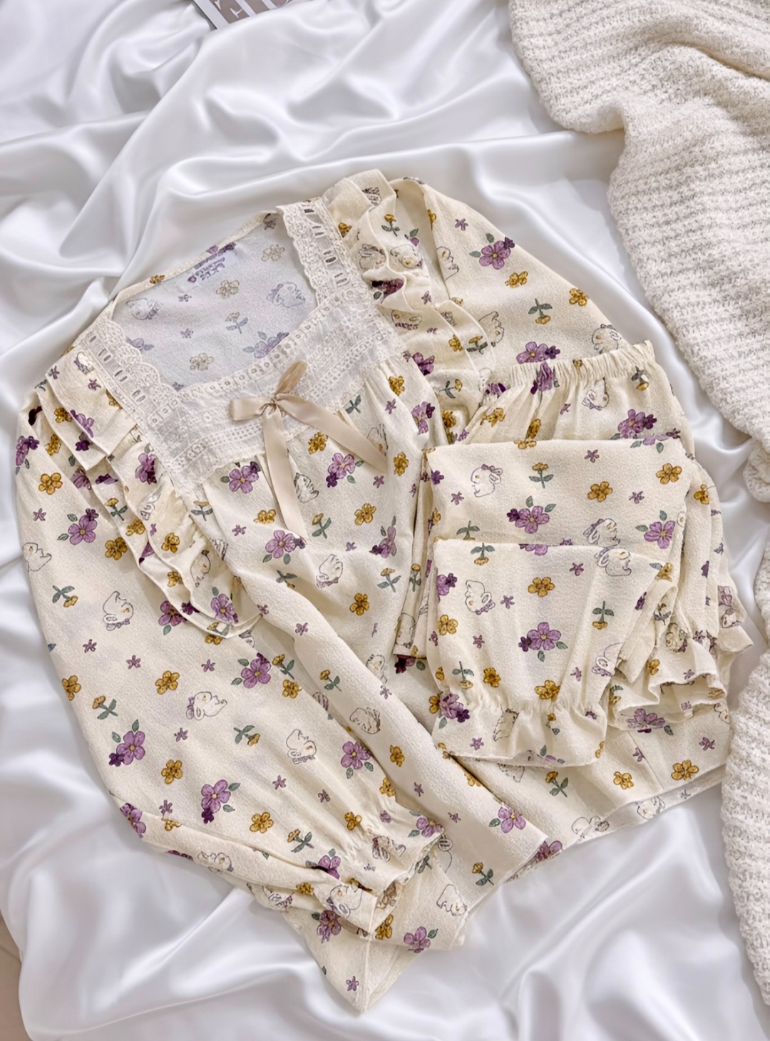 کریشه آستین بلند گل بنفش