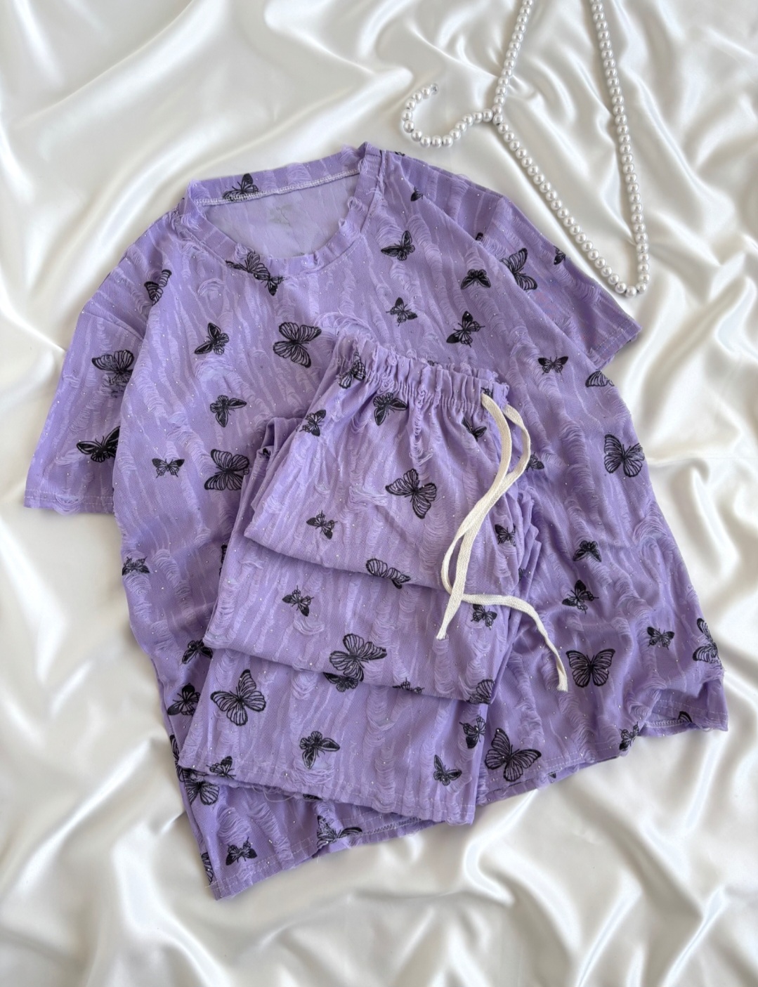 دوتیکه نگین دار پروانه ای بنفش