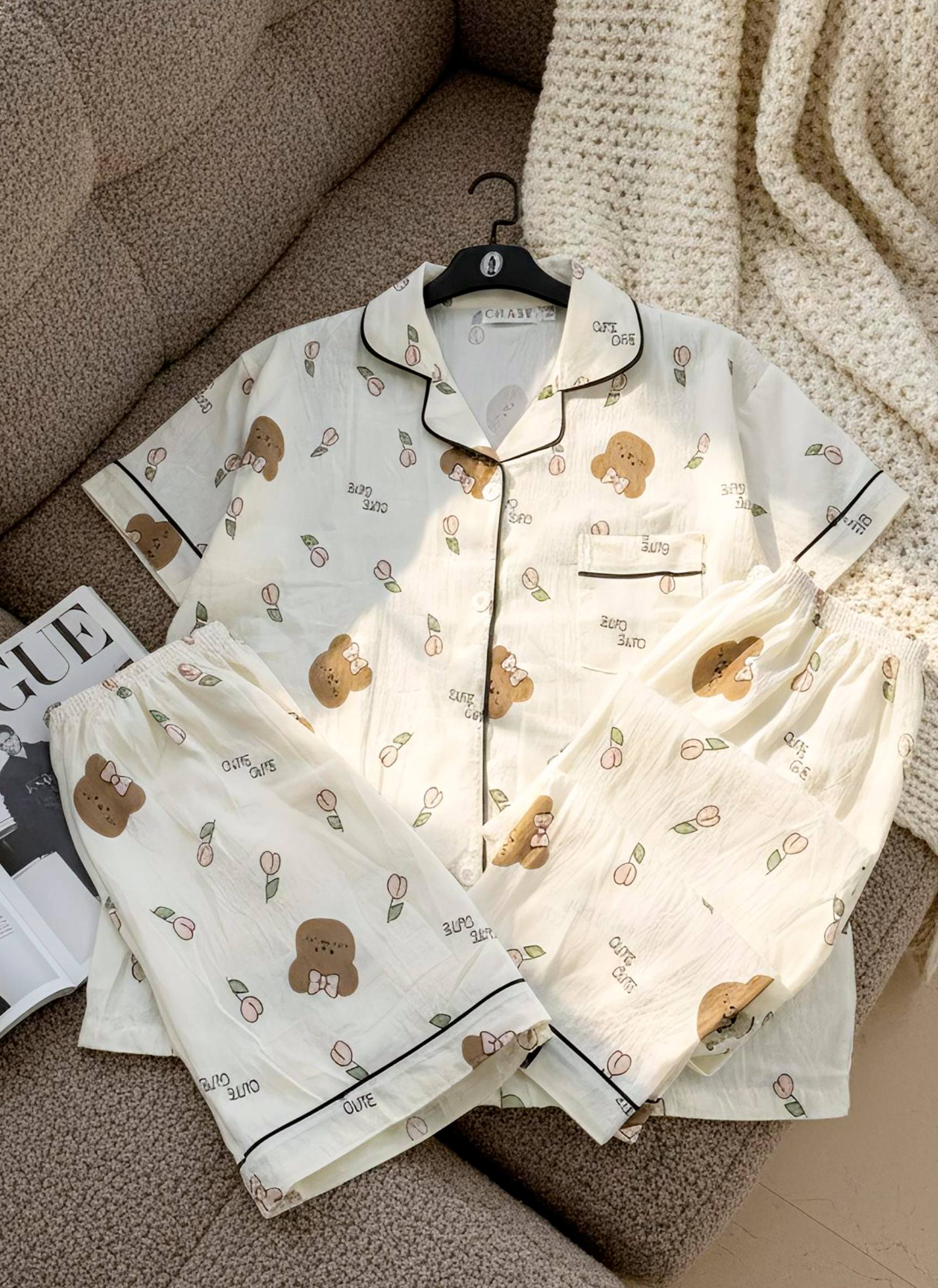 آستین کوتاه تدی گلدار